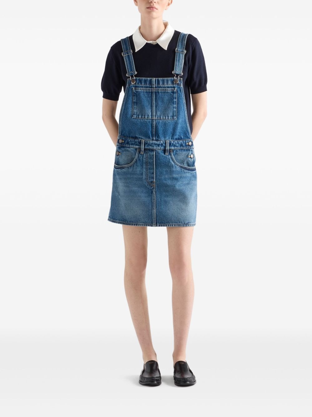 denim bib mini-dress - 2