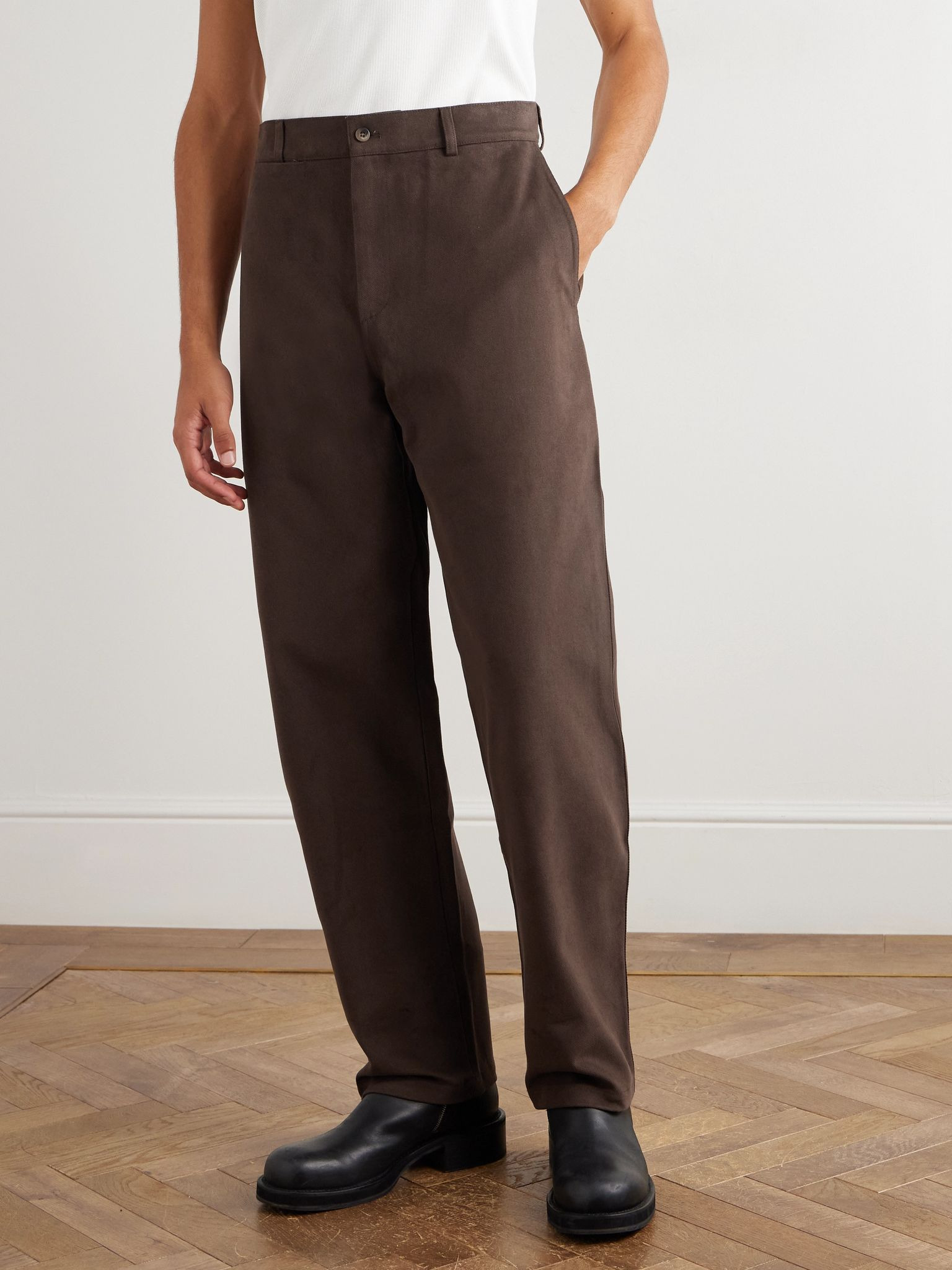 Balloon Tapered Cotton-Twill Trousers Brown - 3