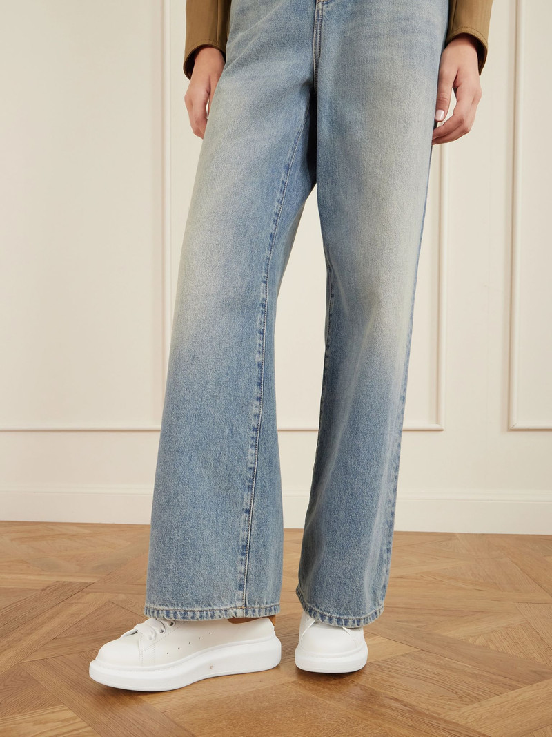 Alexander McQueen Suede-trimmed leather exaggerated-sole sneakers White outlook