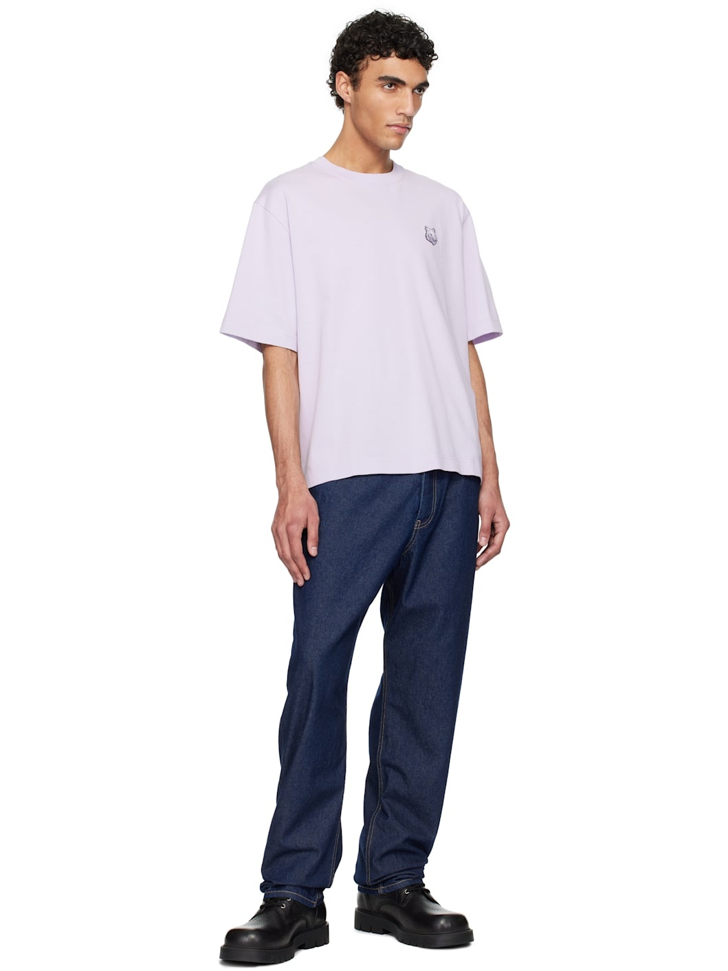 Purple Bold Fox Head Patch Oversize T-shirt - 4