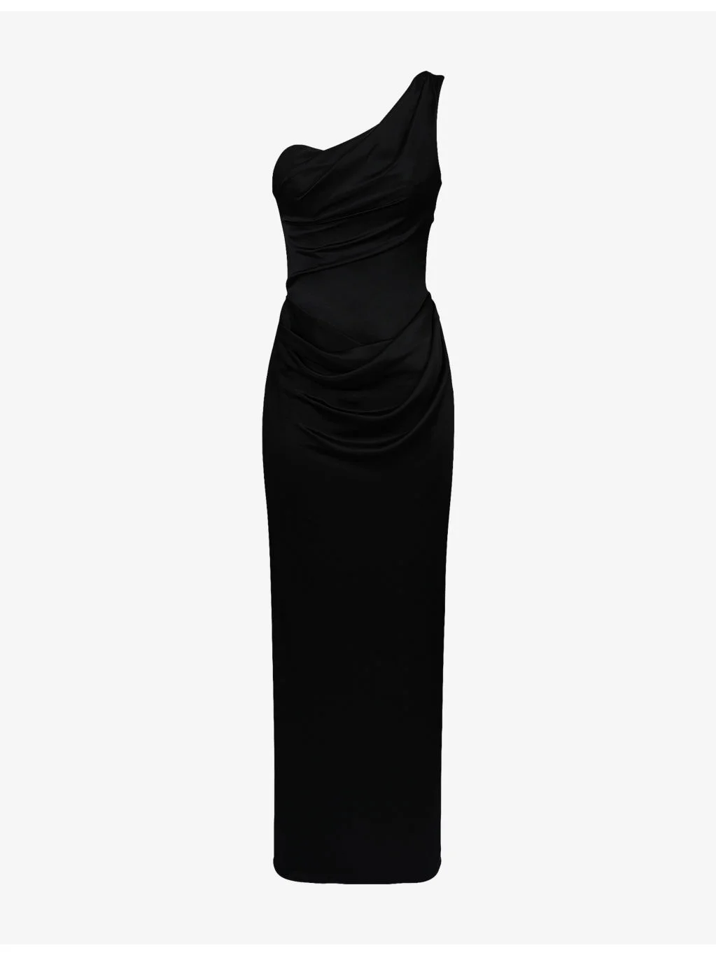 Caprice One-Shoulder Satin Maxi Dress - 1