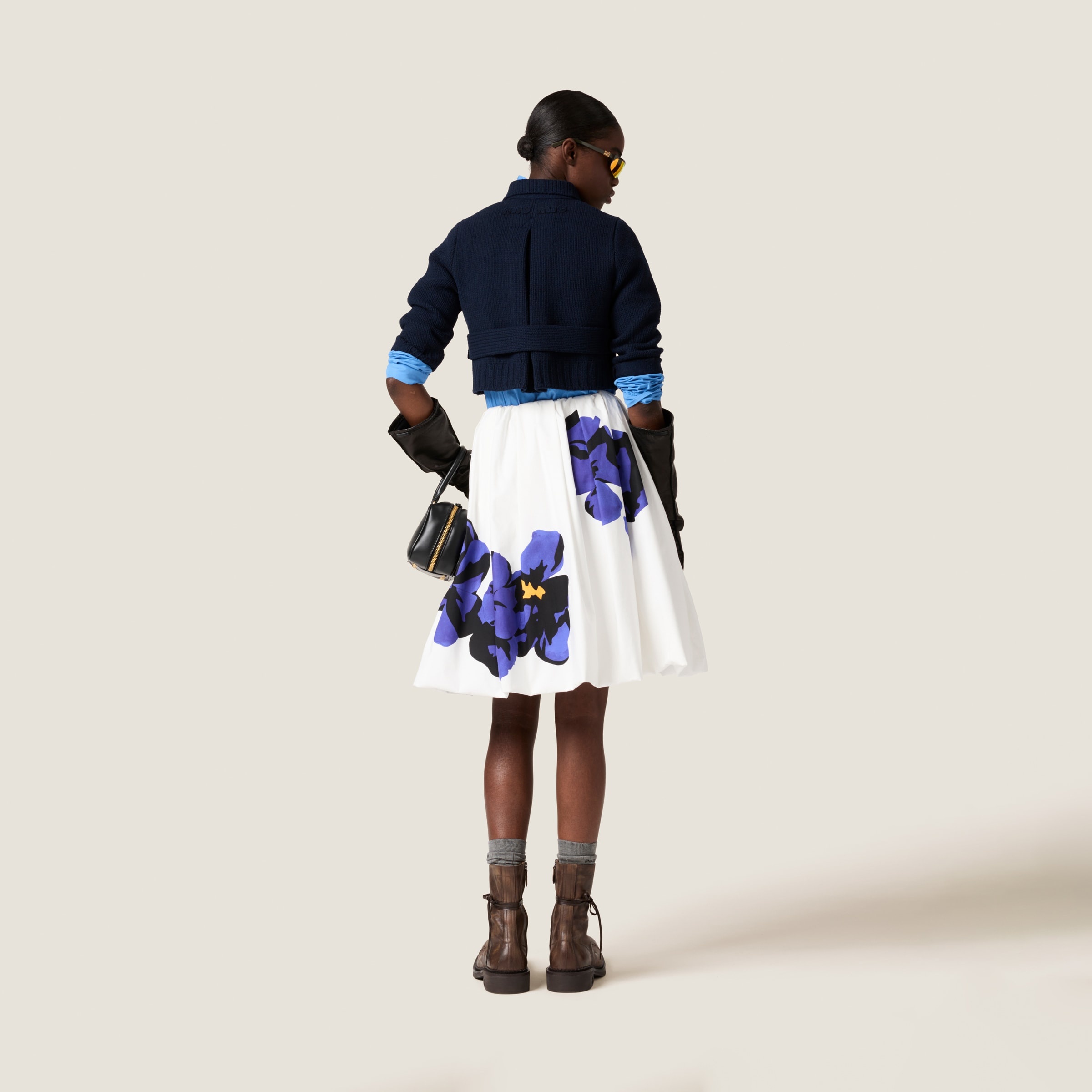 ミニスカート Poplin and jersey printed skirt MG2305_15W1_F040P_S_OOO Miu Miu Poplin and jersey printed skirt | REVERSIBLE
