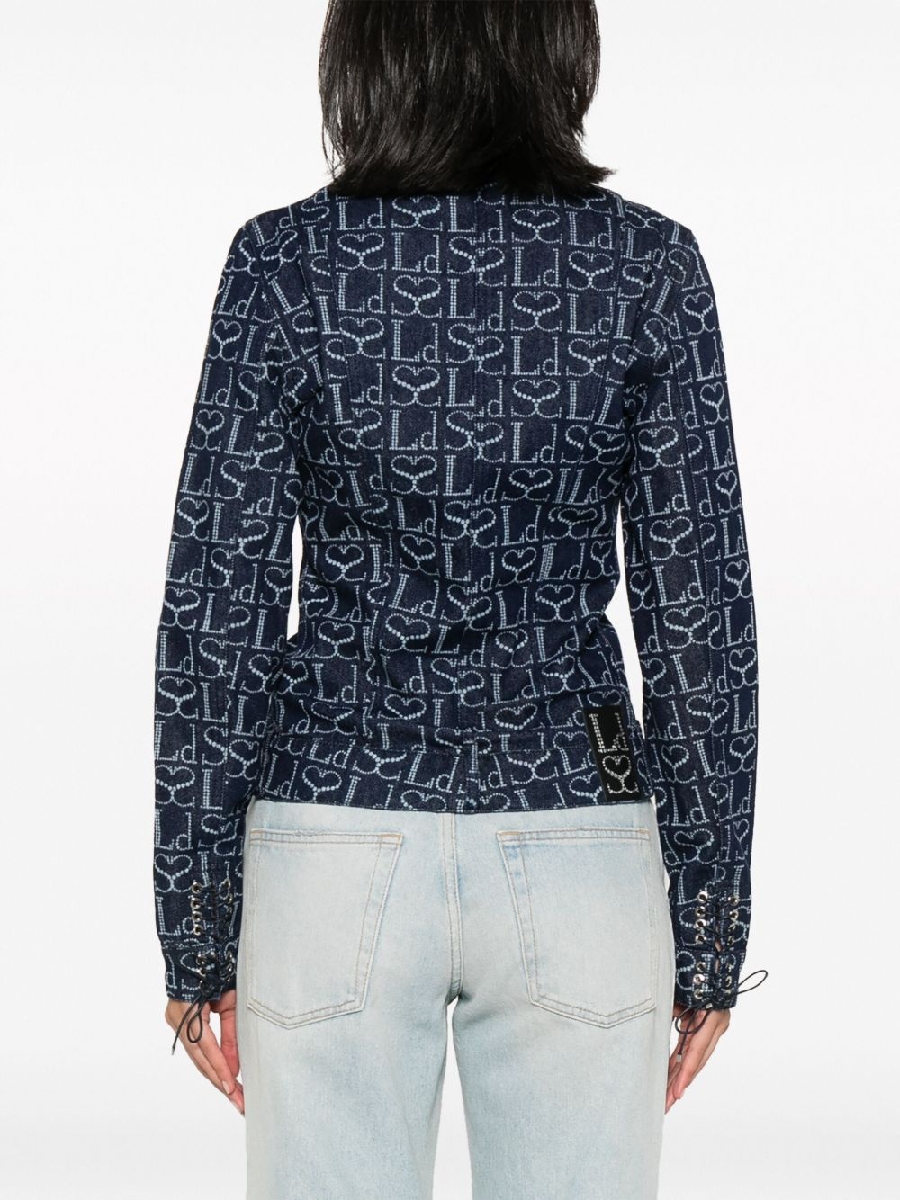 monogram-print denim jacket - 4