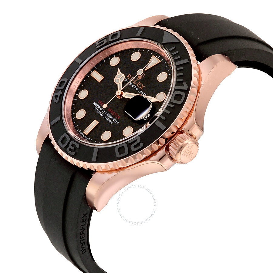 Rolex Yacht-Master Automatic Black Dial 18kt Everose Gold Black Rubber Strap Men's Watch 116655BKSRS - 2
