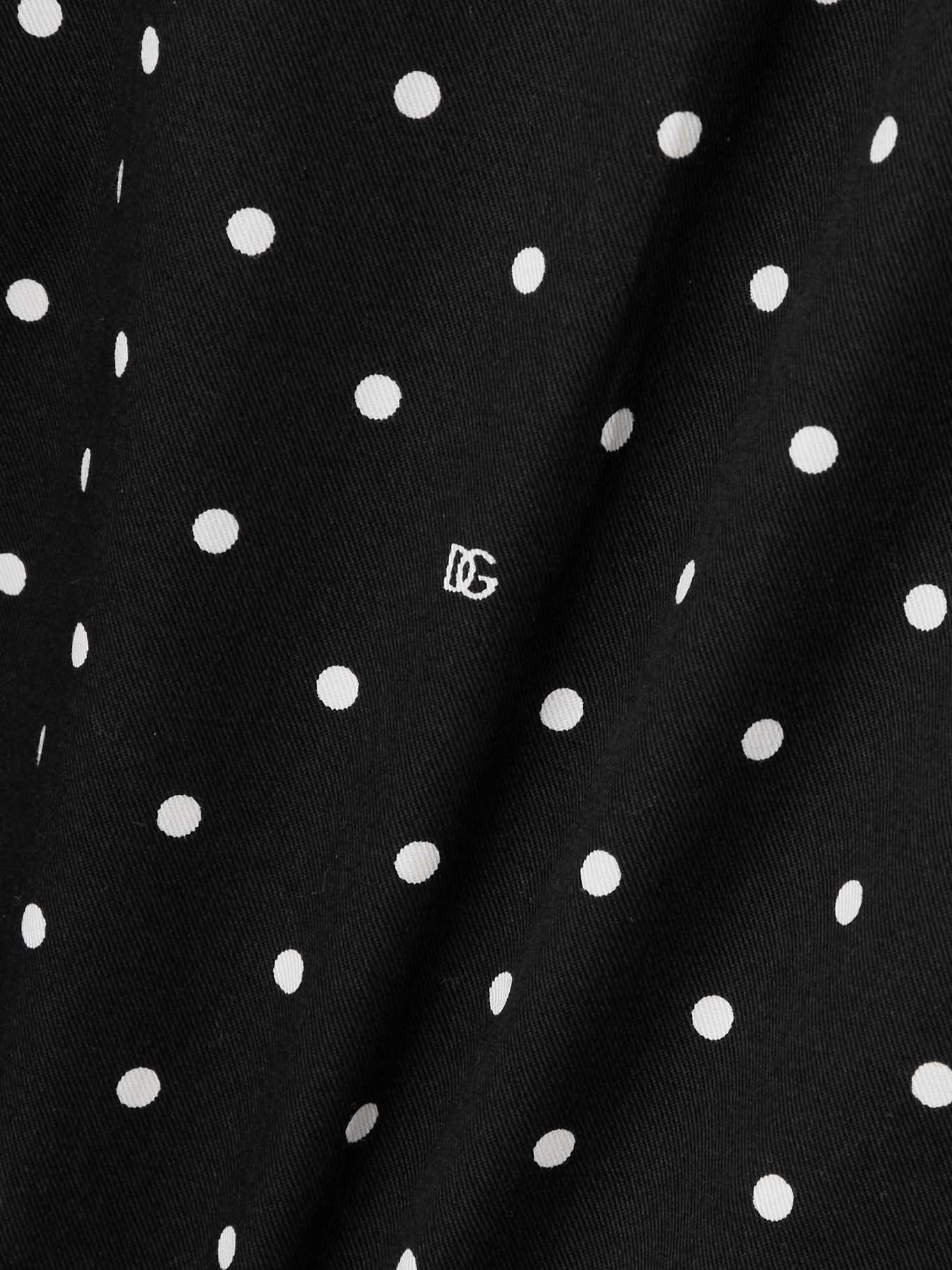 Printed polka-dot cotton-blend drill halterneck mini dress - 4