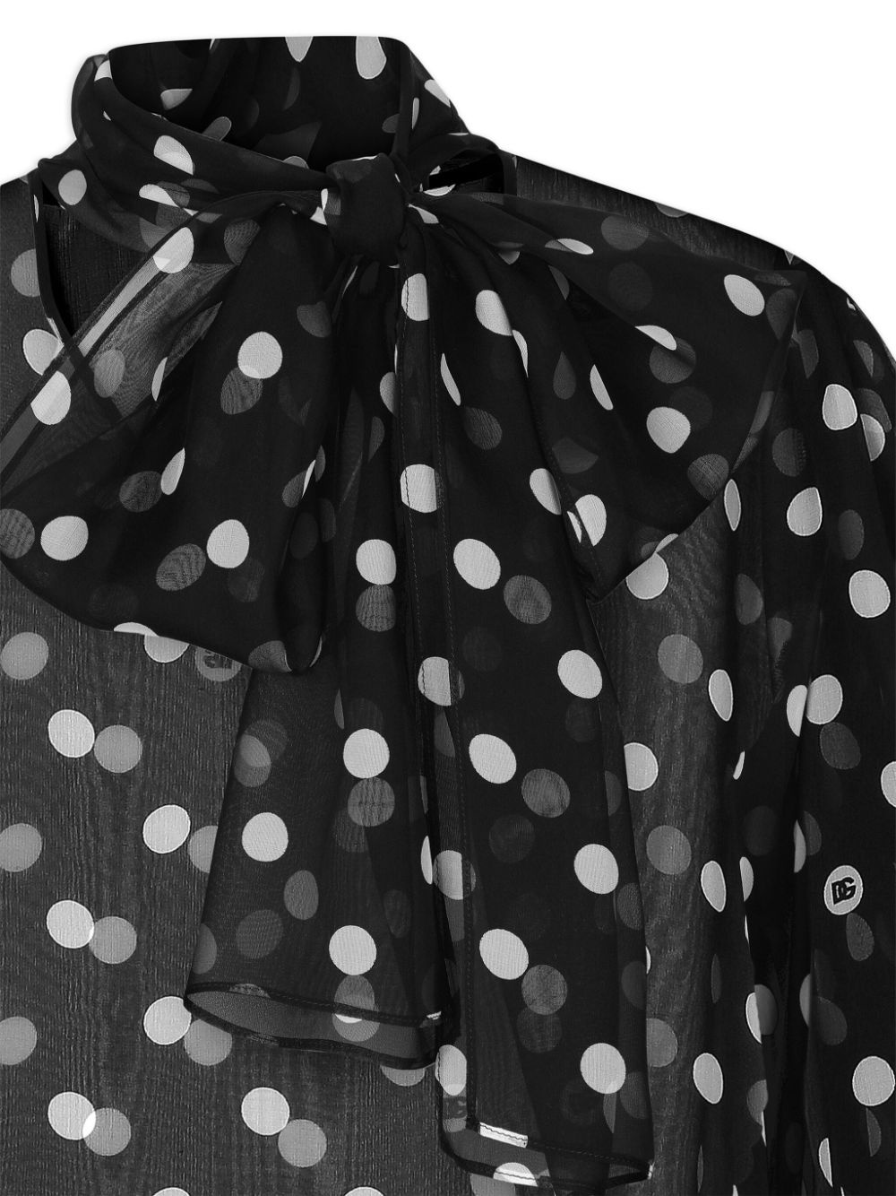 polka-dot print pussy-bow shirt - 4