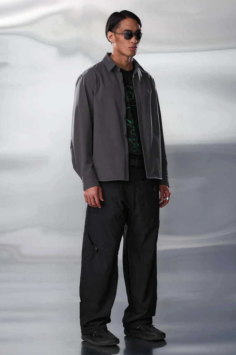 LA10-DS schoeller® Dryskin™ Press Button Shirt Jacket Gray 3