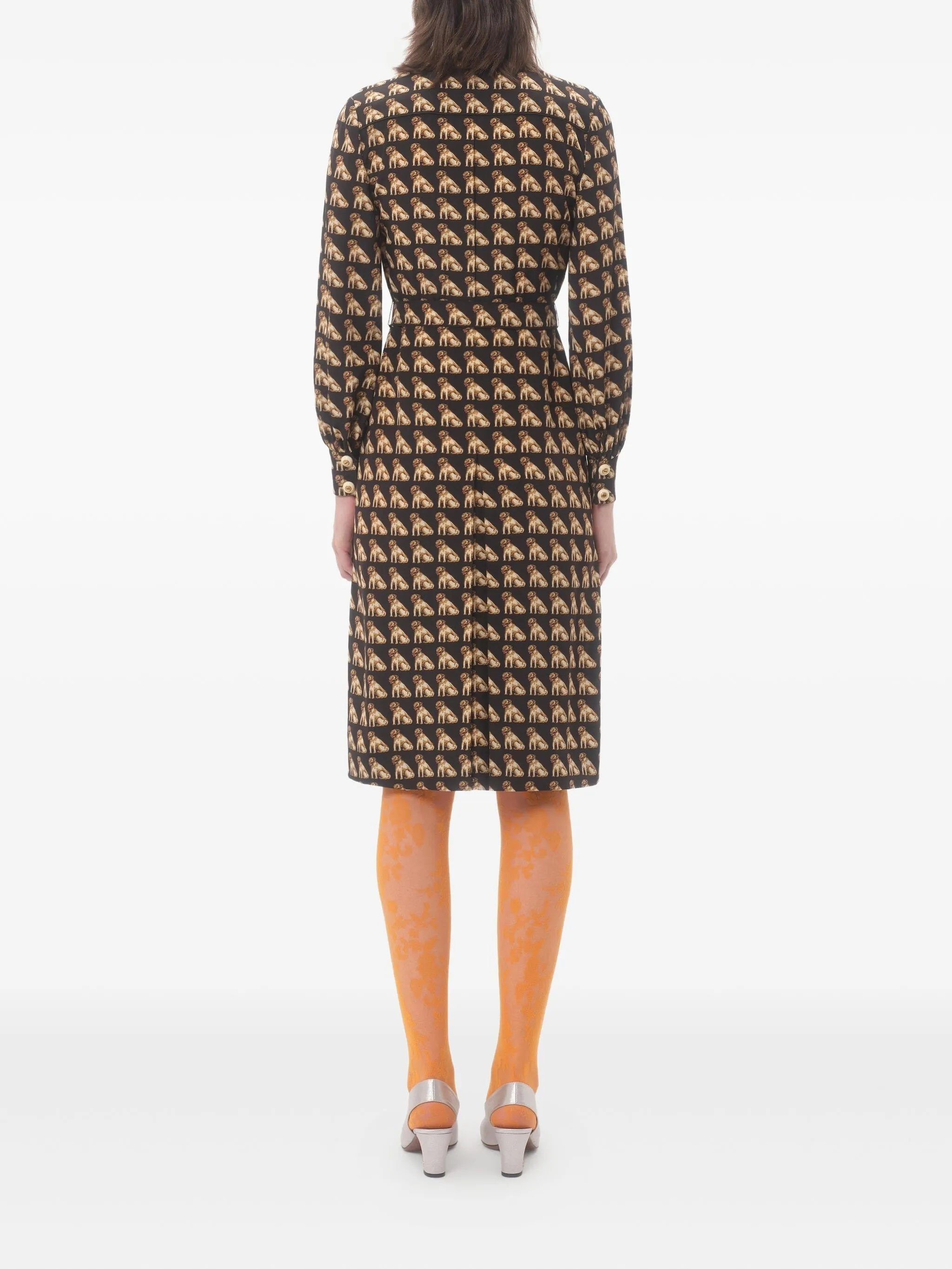 Petit Charles-print crepe de chine midi dress - 5
