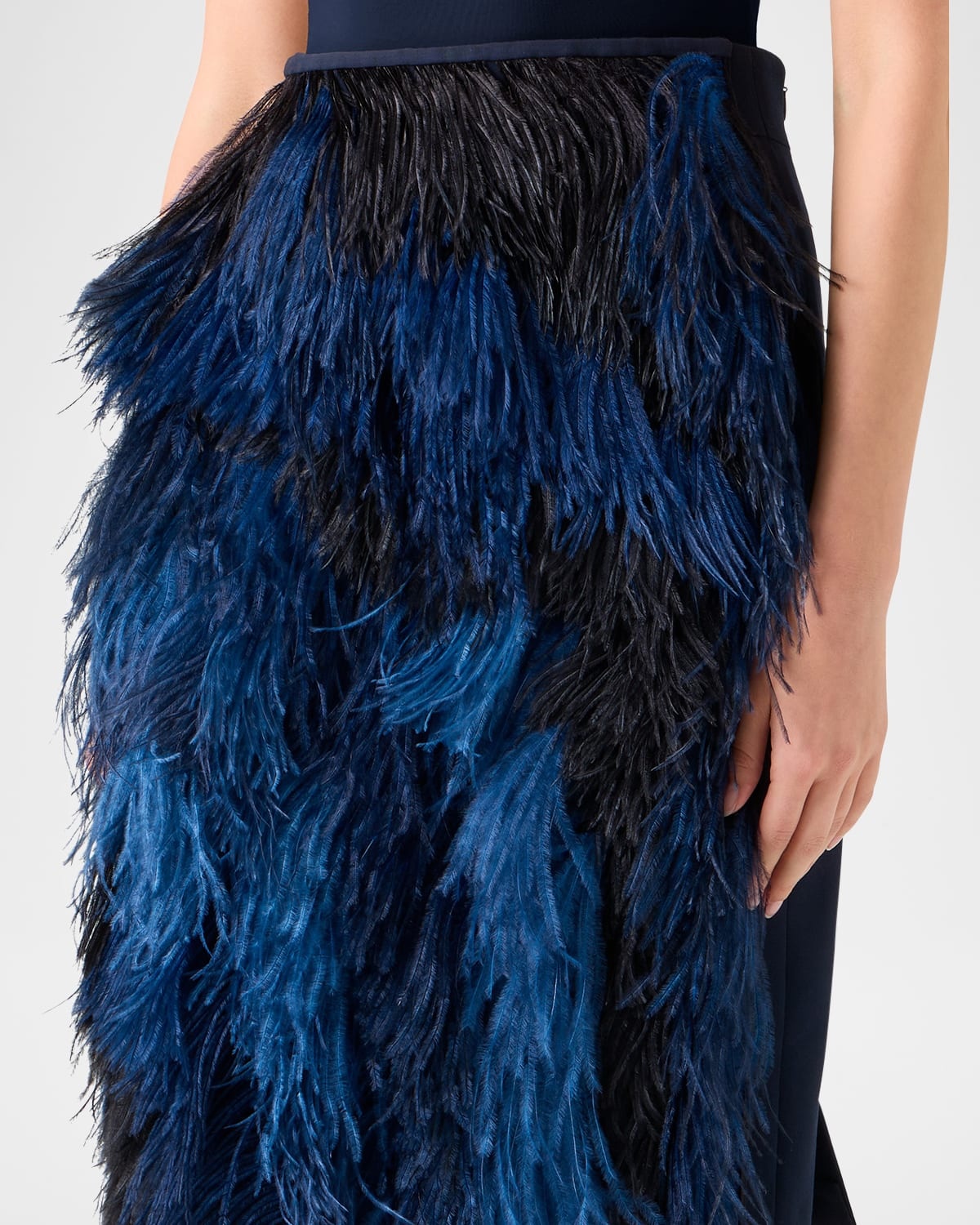 Alysons Cyanotype Print Feather Pencil Skirt - 5