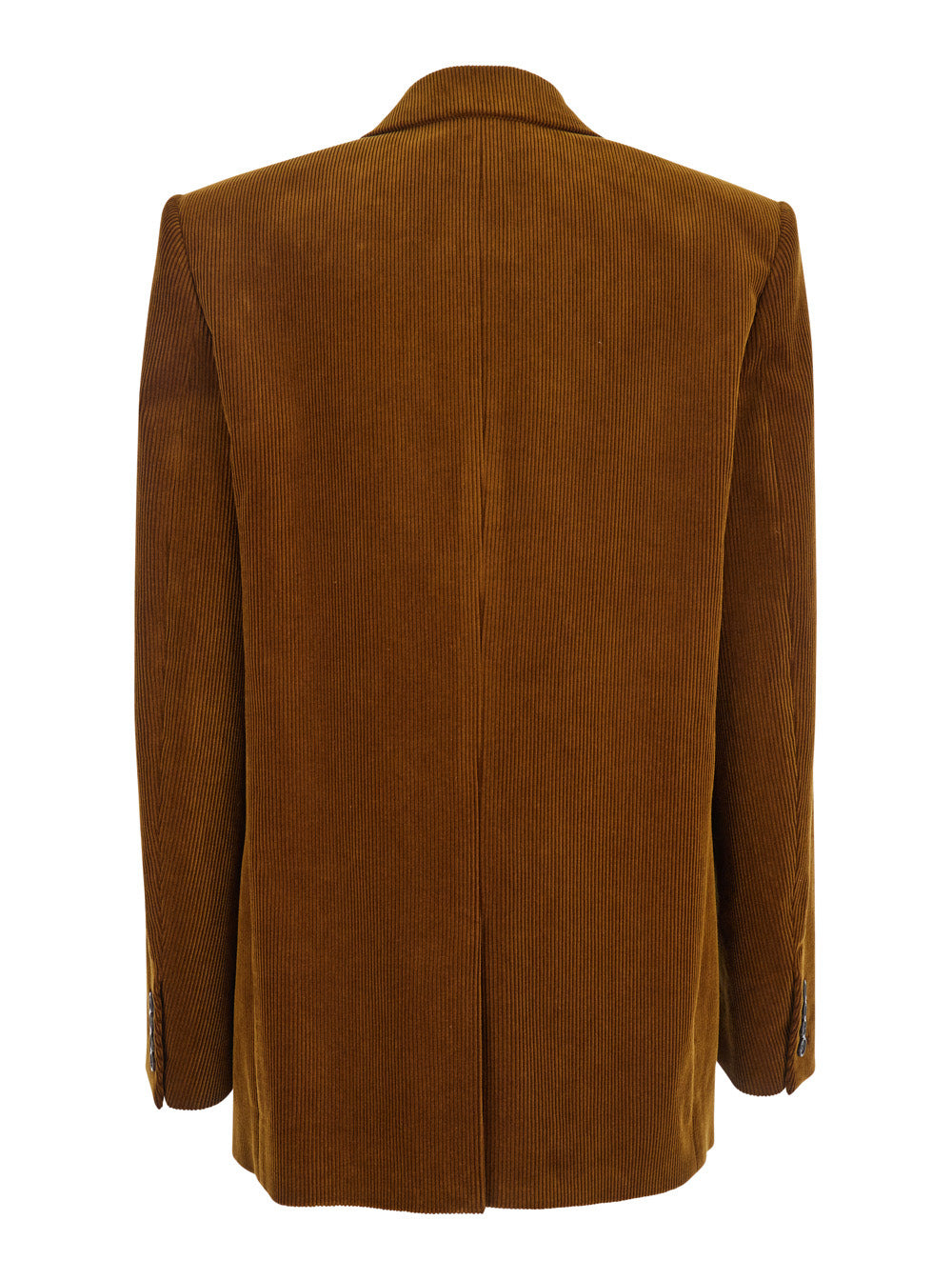 Saint Laurent Women Brown Double-Breasted Jacket With Notched Revers And In Corduroy Woman - 2