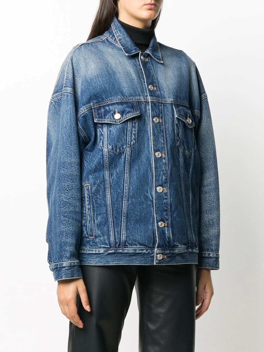 oversized buttoned denim jacket - 3