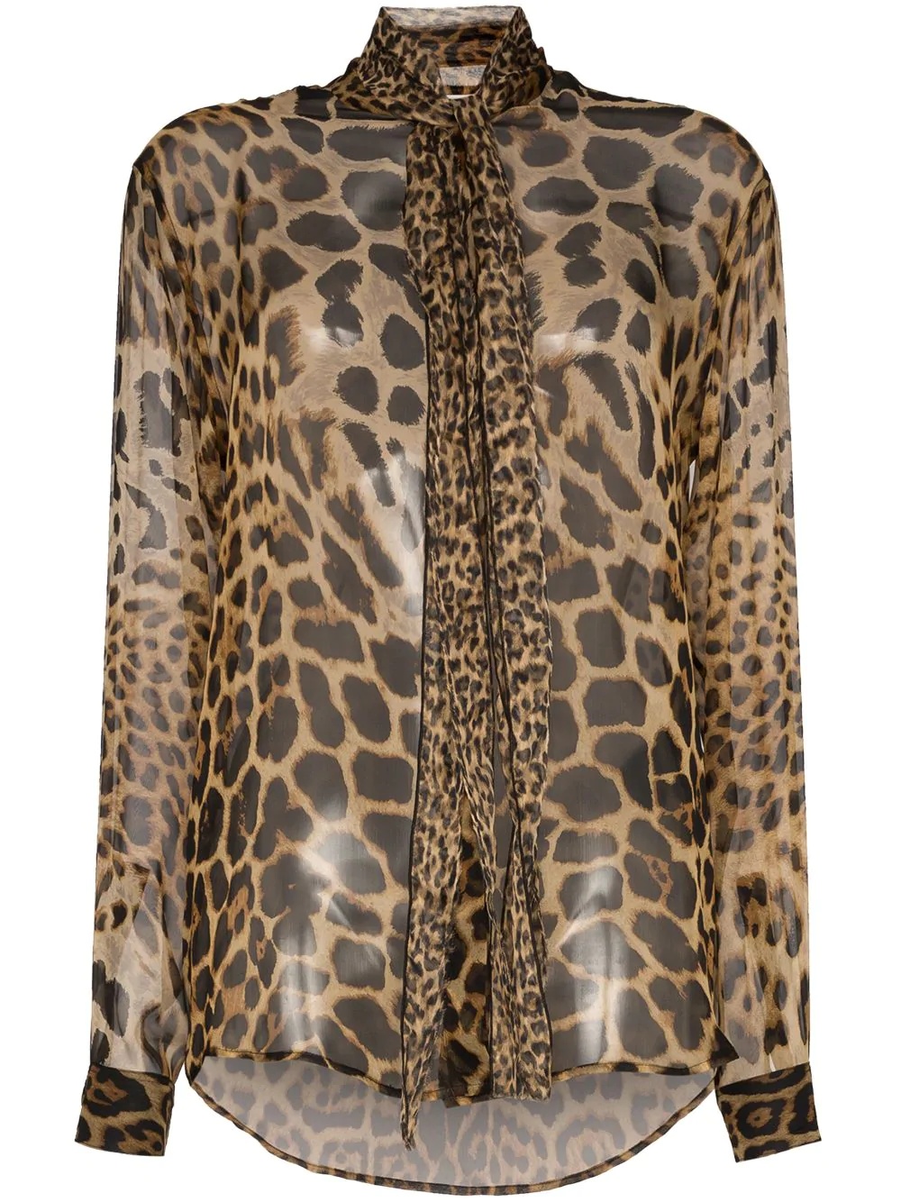 tie-neck leopard-print blouse - 1