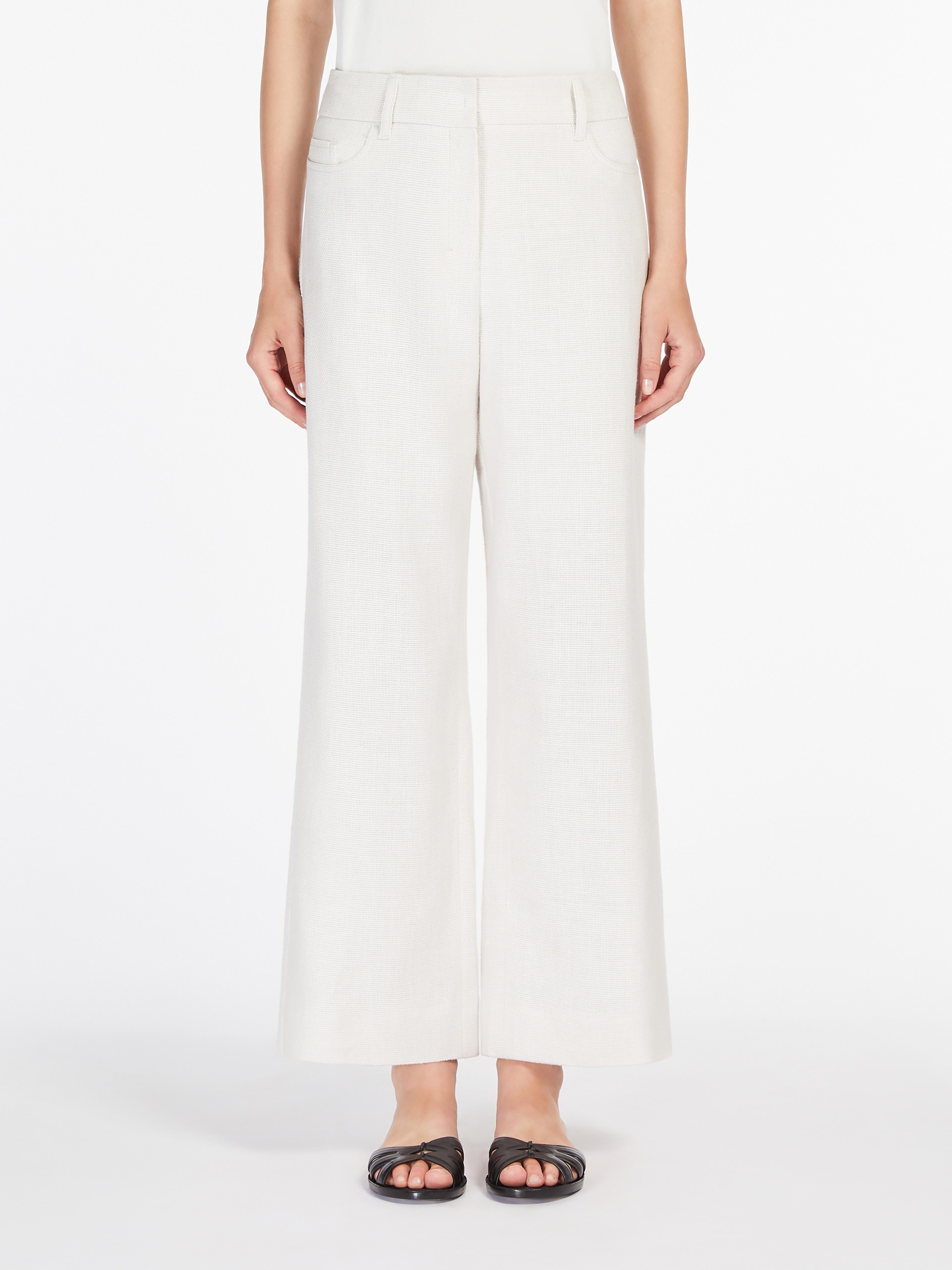 VIRNA Wide-fit linen and cotton basketweave trousers - 3