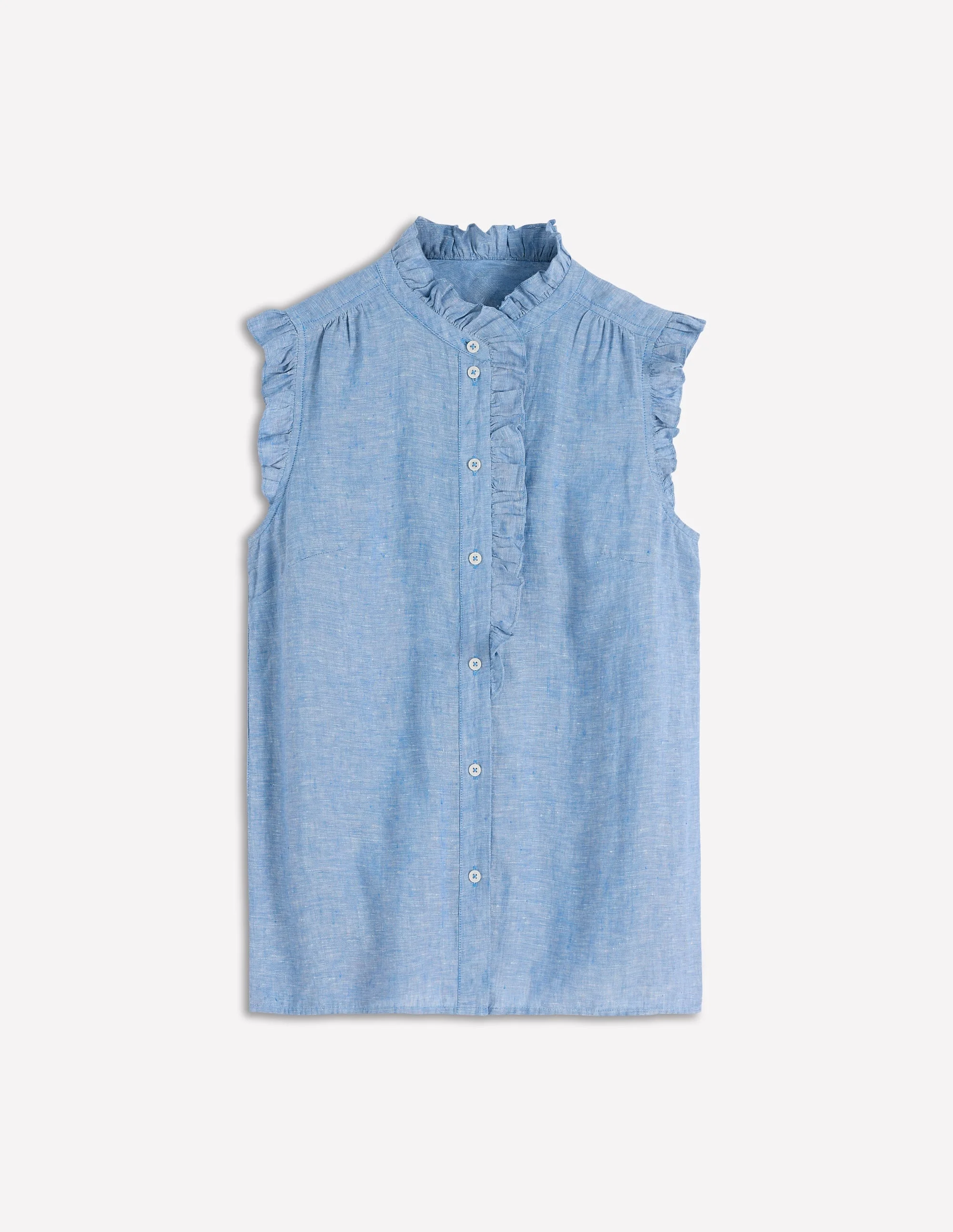 Isabel Sleeveless Linen Top-Chambray - 1