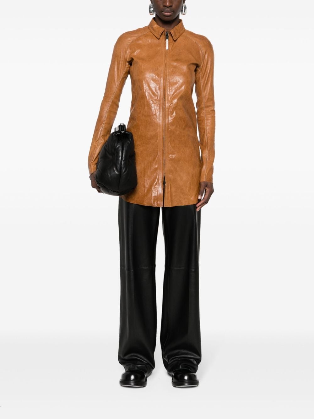 exposed-seam leather jacket - 2