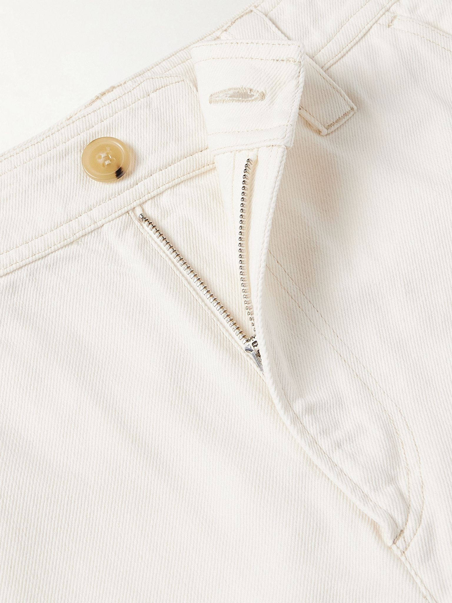 Gustav Straight-Leg Organic Cotton-Twill Trousers Off-white - 6