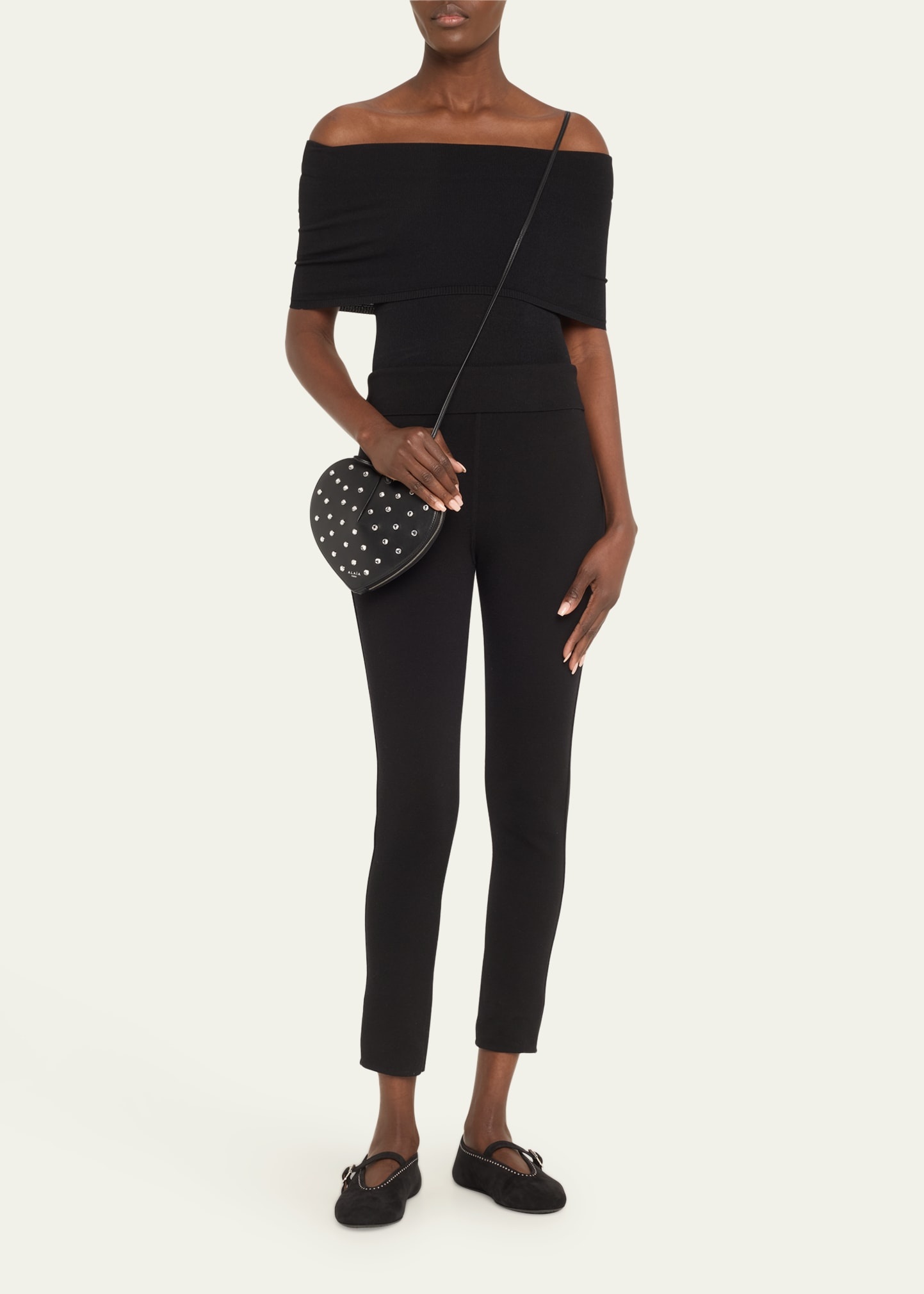 Le Coeur Riveted Strass Leather Crossbody Bag - 5