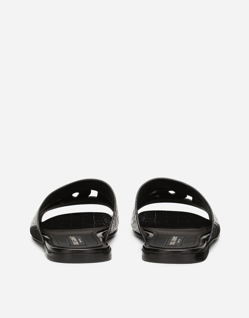 Dolce & Gabbana Crocodile-print calfskin Pantheon sliders outlook