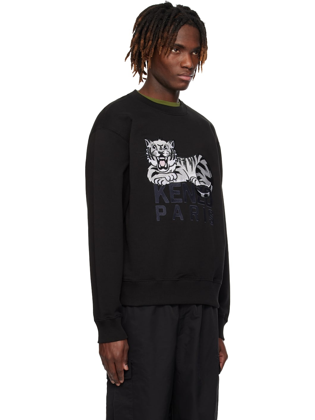 Black  Paris 'KENZO Happy Tiger' Embroidered Sweatshirt - 2