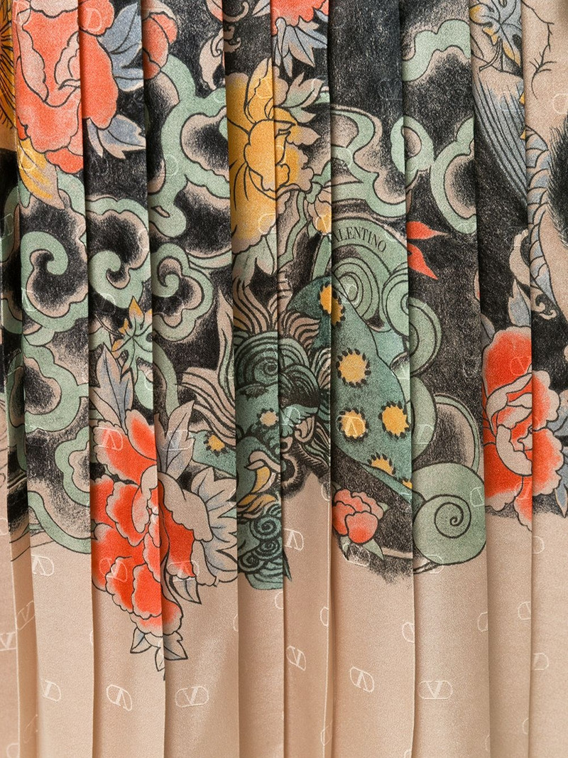 oriental print satin dress 5