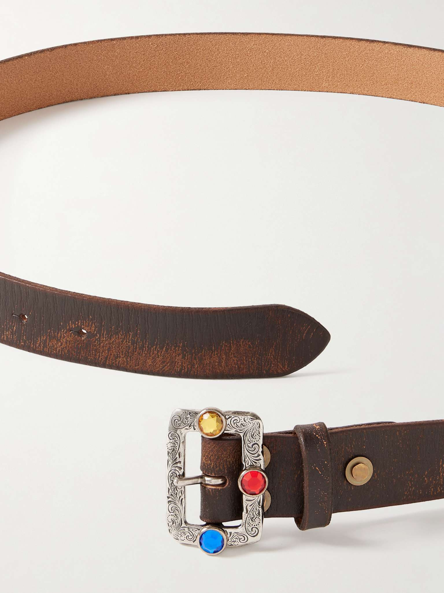 3cm Crystal-Embellished Oiled-Leather Belt - 2
