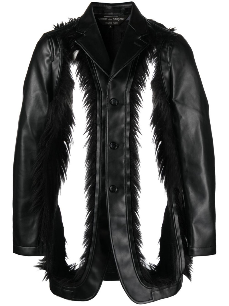 cutout faux-fur blazer 1