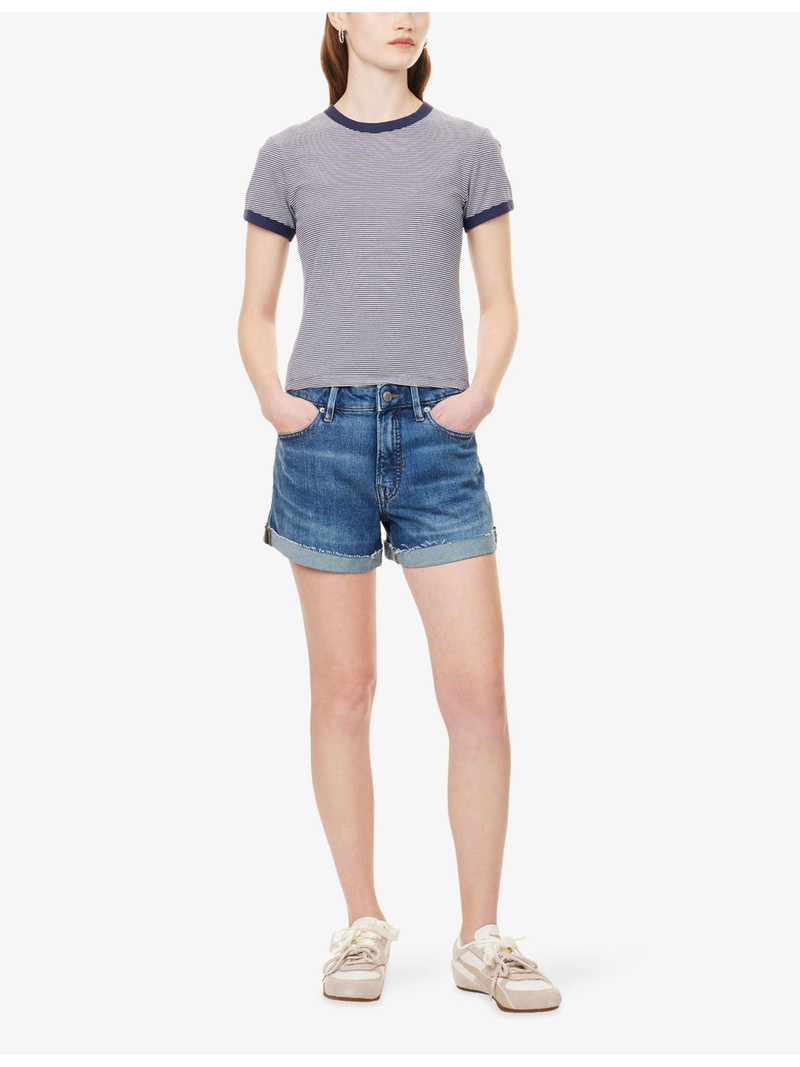 GOOD AMERICAN Good Girlfriend Mid-Rise Denim Shorts outlook