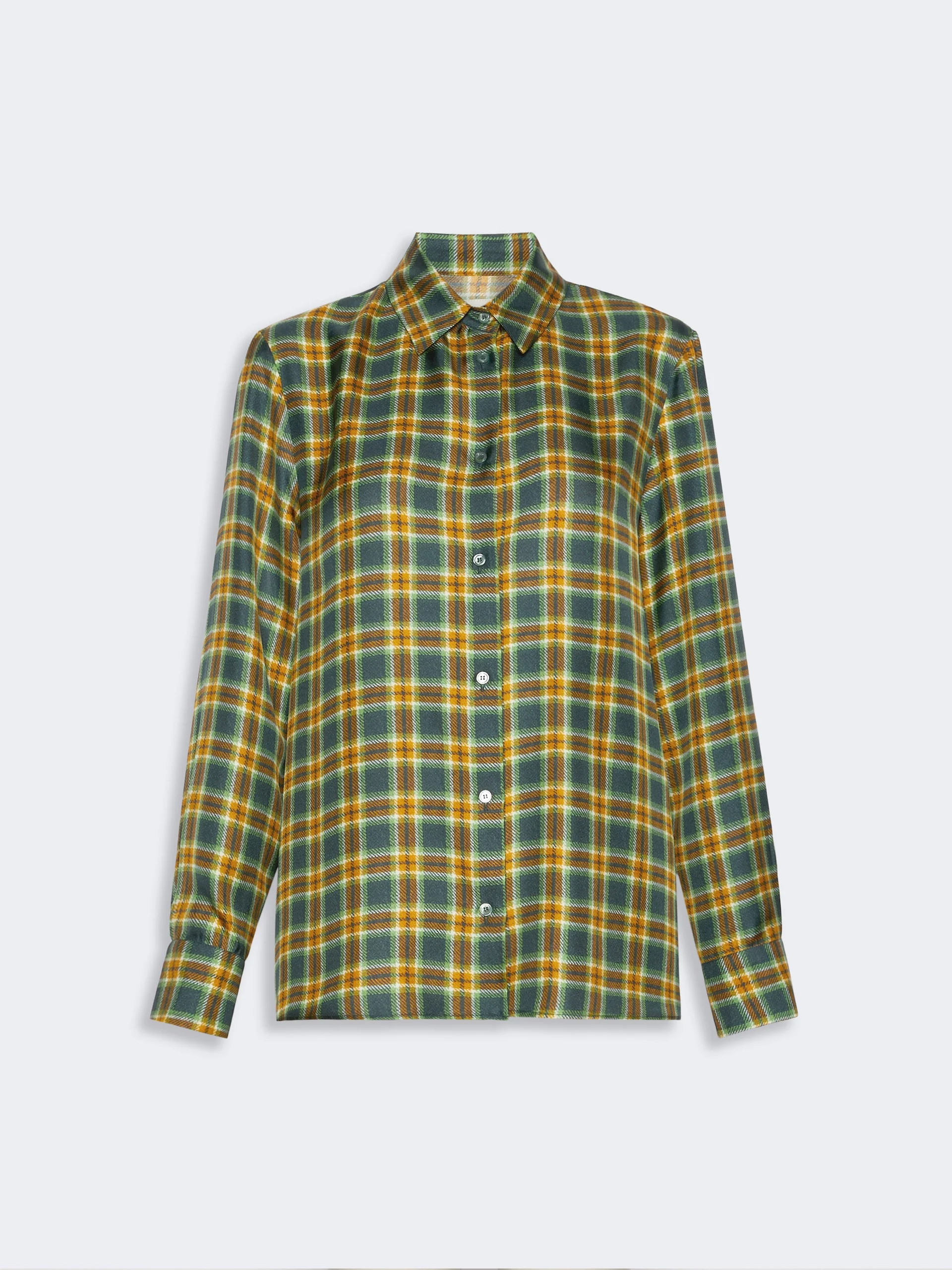 RETE Checked silk twill shirt - GREEN - 1