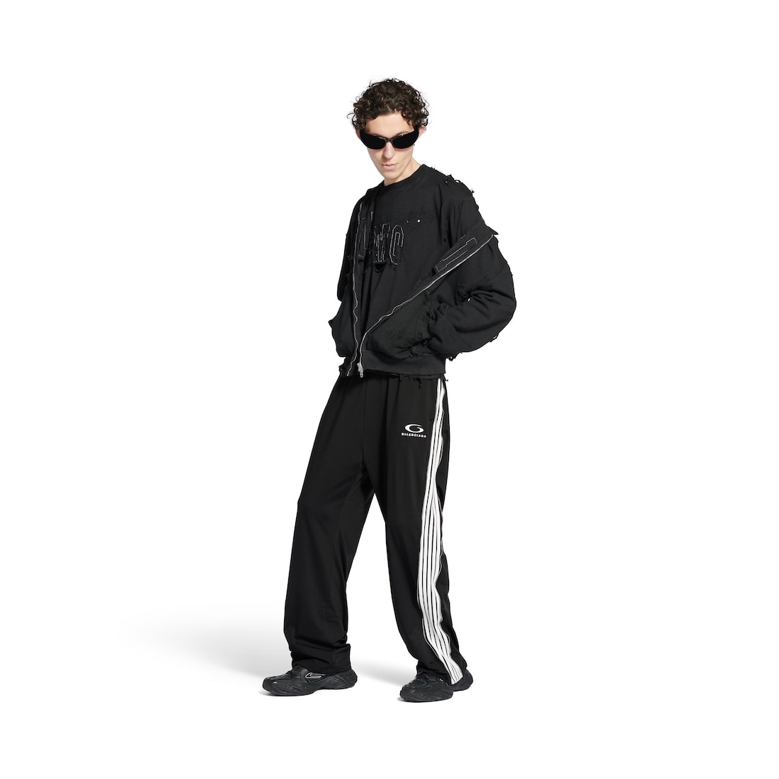 Loop Sports Icon Zipped Sweatpants in Black/white - 4
