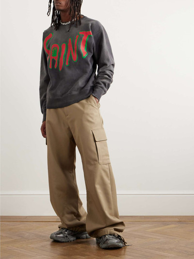 SAINT M×××××× Distressed Logo-Print Cotton-Jersey Sweatshirt outlook