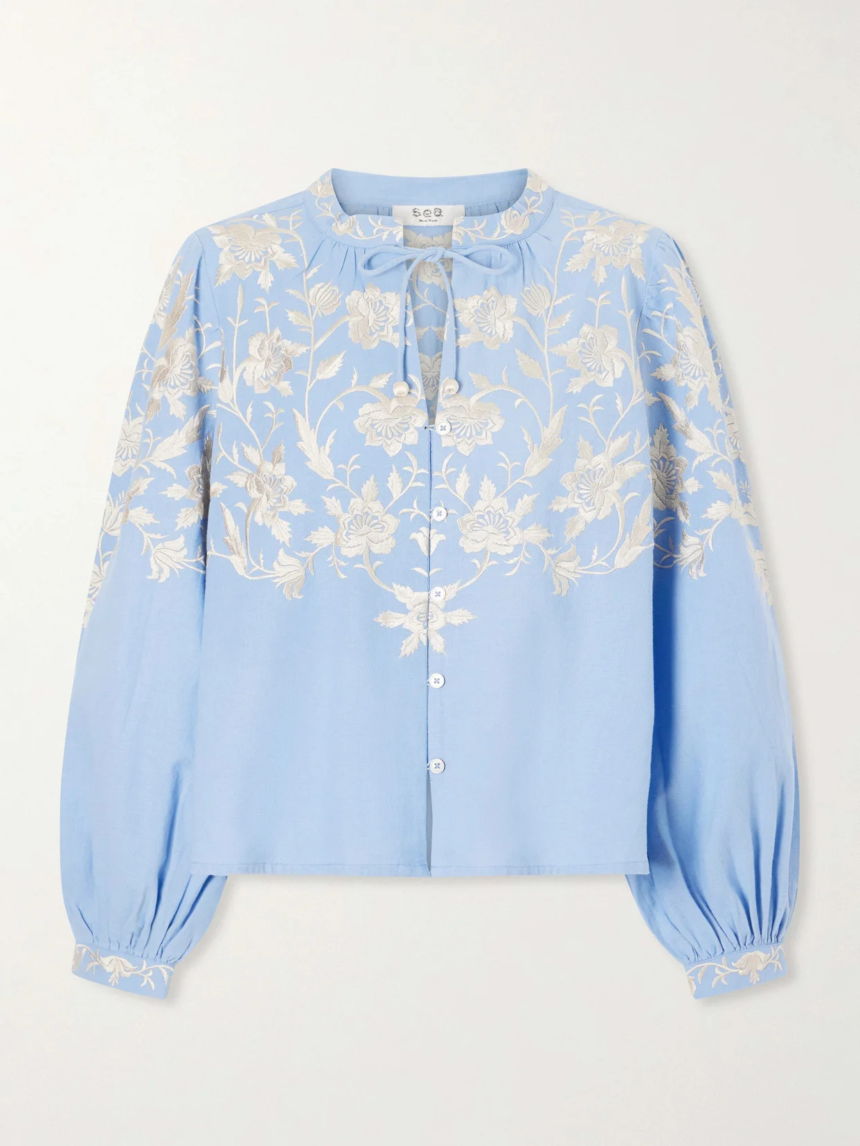 Alina Embroidered Cotton And Linen-blend Blouse - 1