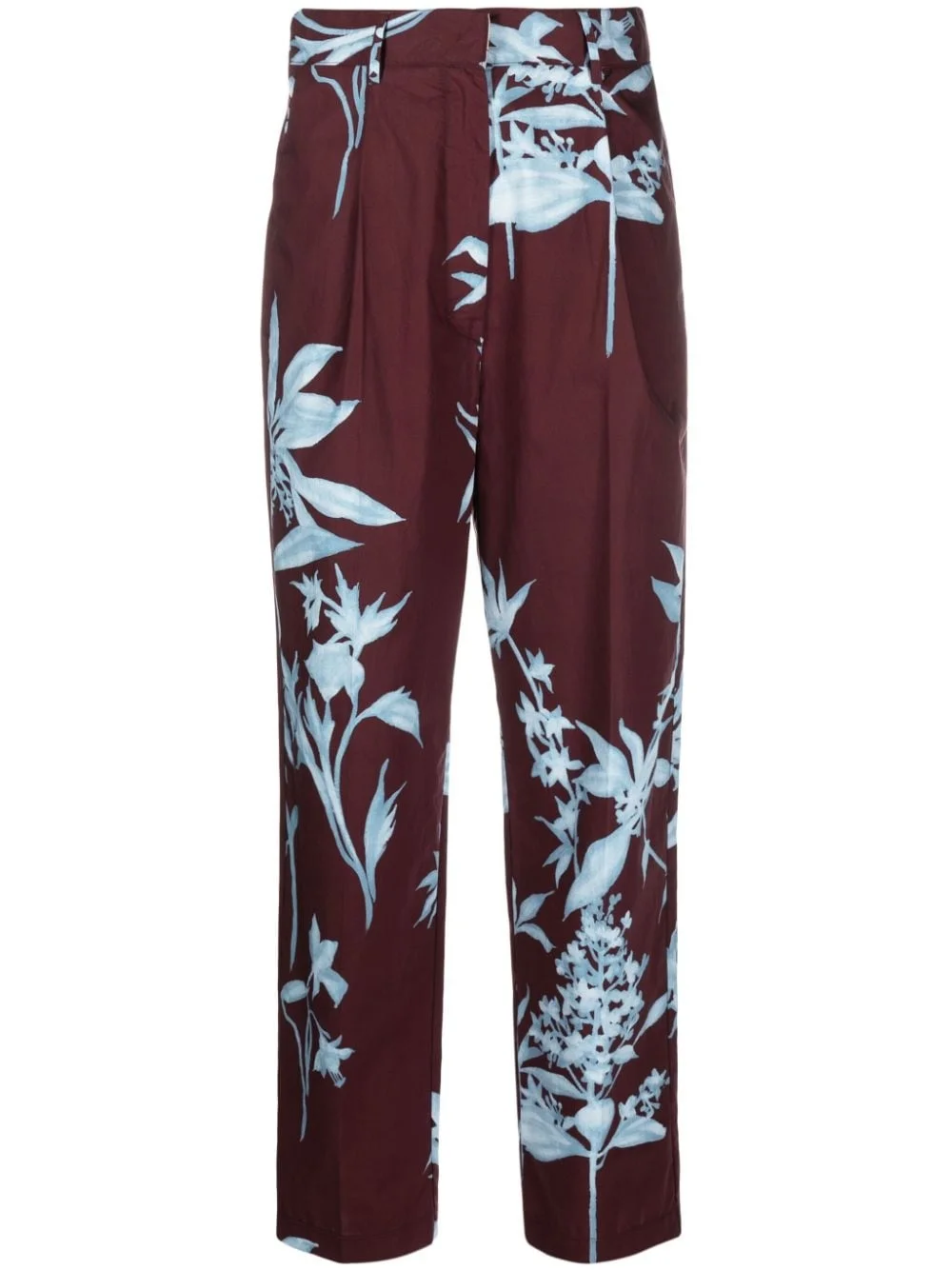 floral-pattern cotton straight-leg trousers - 1