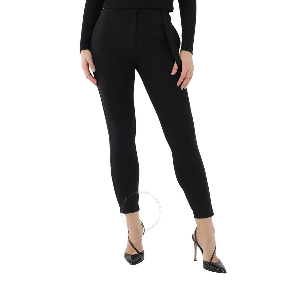 Burberry Strap Detail Stretch Crepe Jersey Trousers In Black - 3