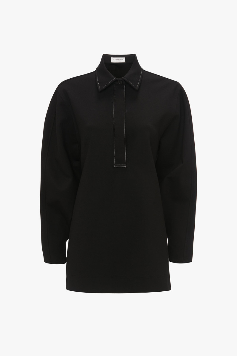 Waistcoat Detail Ponti Top In Black - 1