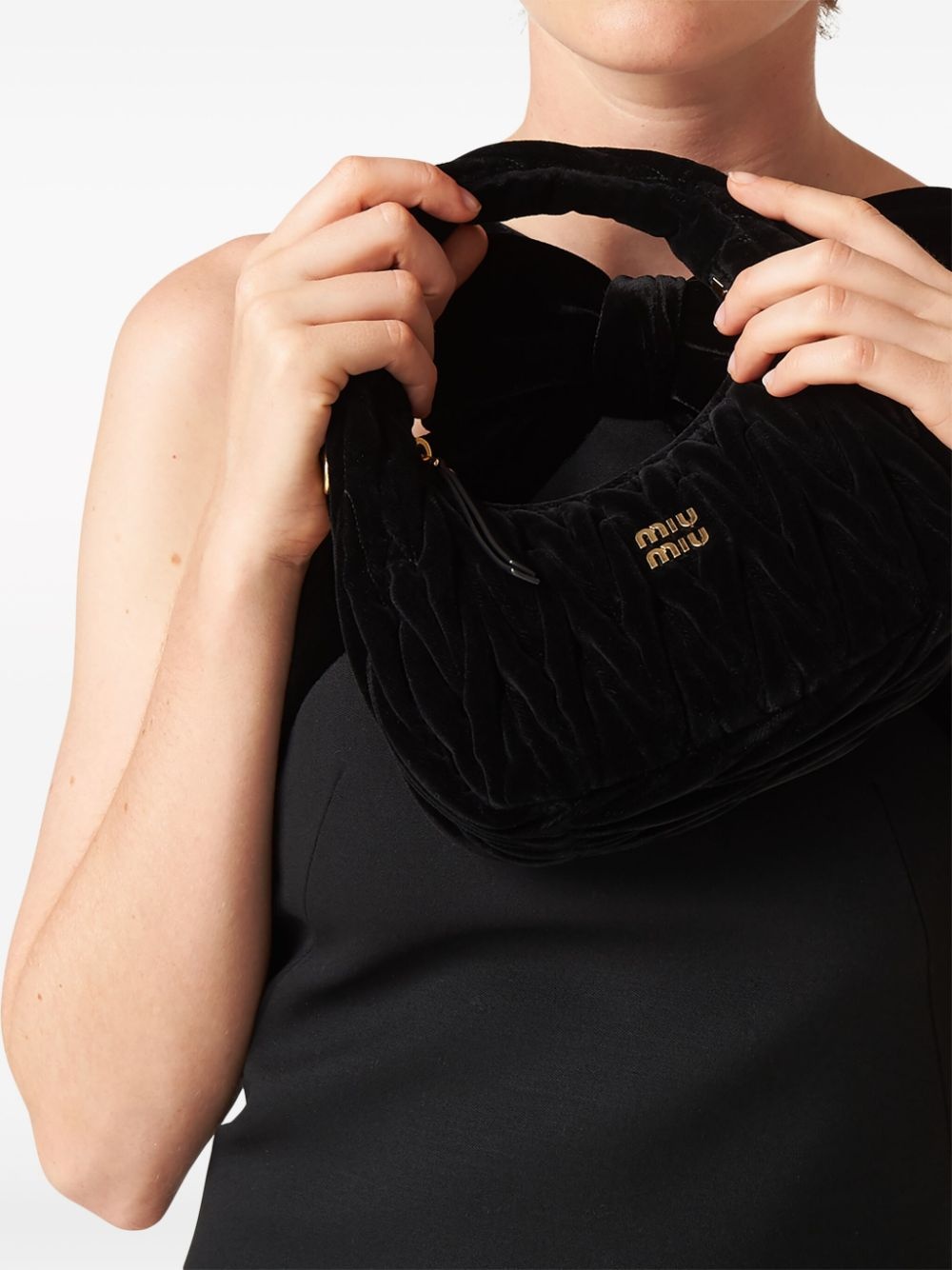 Wander matelassÃ© velvet shoulder bag - 2