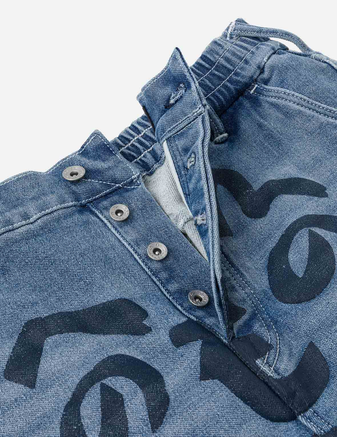 Henohenomohe Godhead Print Loose Fit Denim Joggers - 6