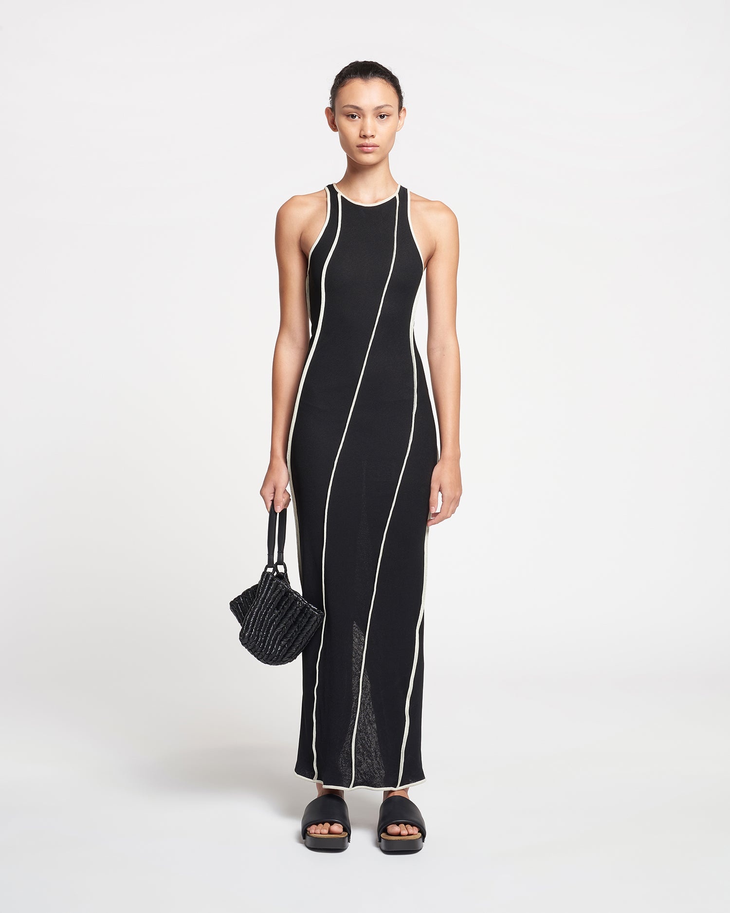 Patchwork Mesh-Jersey Midi Dress - 2