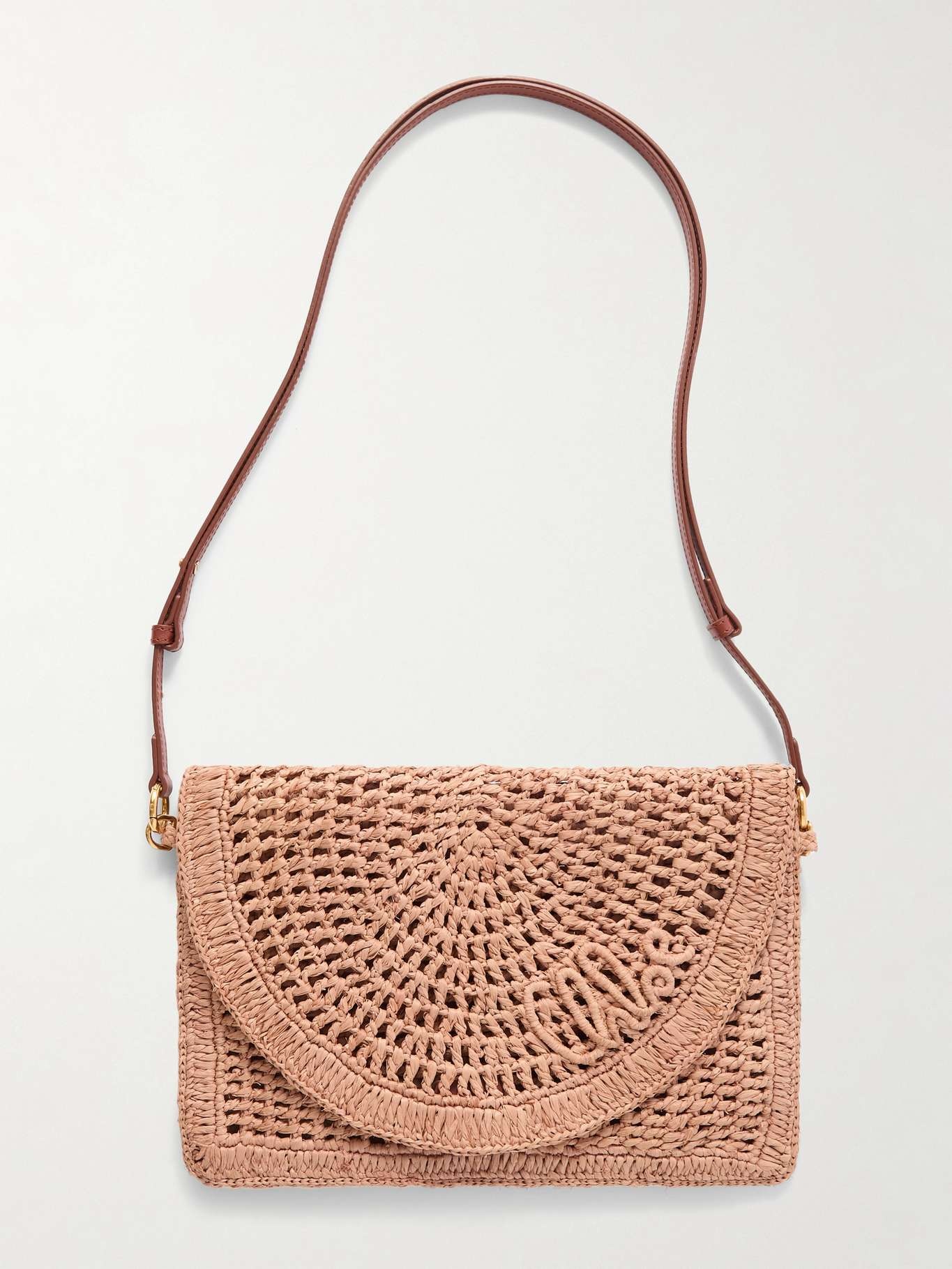 + Made For a Woman The Summer Banana leather-trimmed raffia shoulder bag Beige - 1
