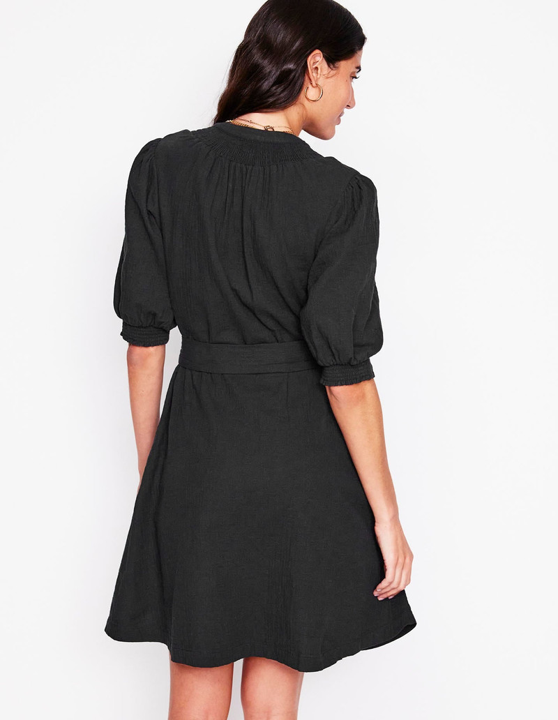 Ada Double Cloth Short Dress-Black 4