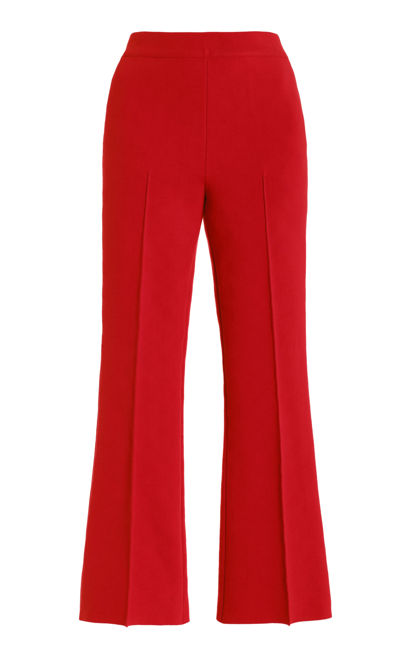 Exclusive Long Kick Flared Stretch-Cotton Knit Pants red - 1
