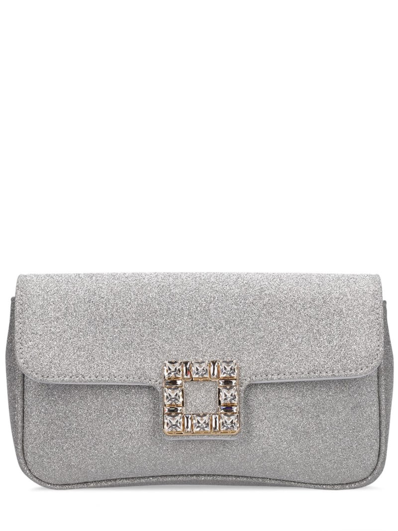 Roger Vivier Jeu de Fille Strass Buckle Clutch Bag in Glitter Fabric outlook