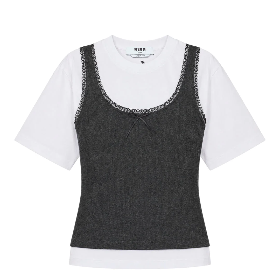 Layered Tank Top Tee - 1
