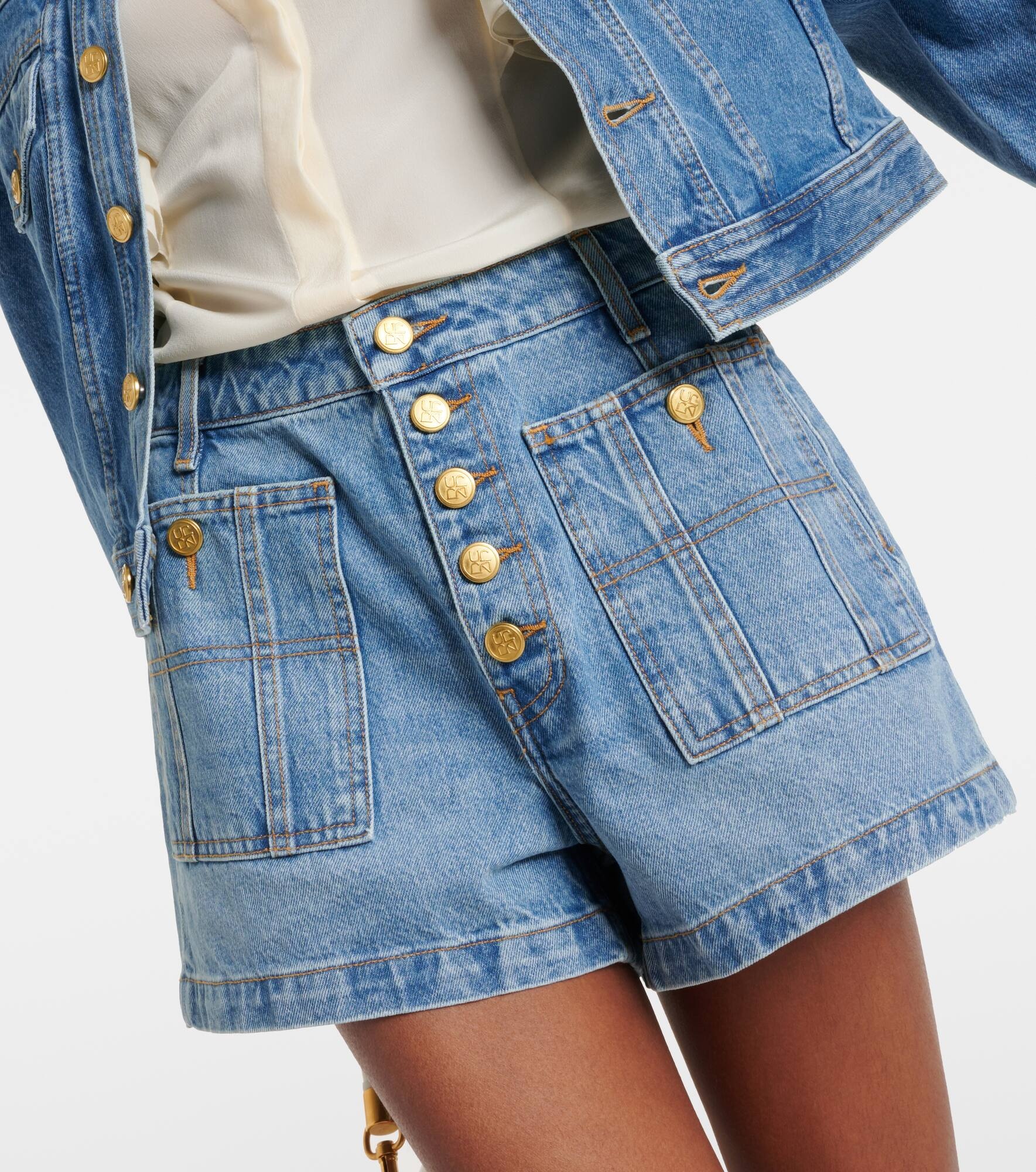 High-rise denim shorts - 4