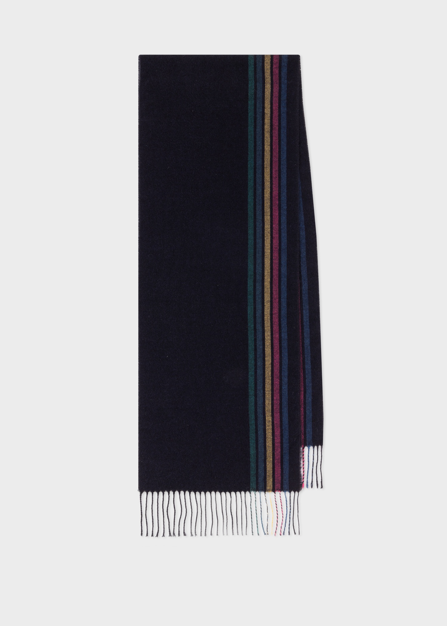 Dark Blue Wool-Blend 'Sports Stripe' Scarf - 1