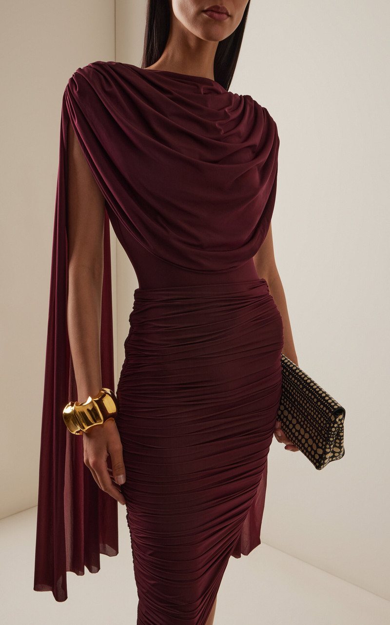 MAYGEL CORONEL Burano Jersey Cape Bodysuit burgundy outlook