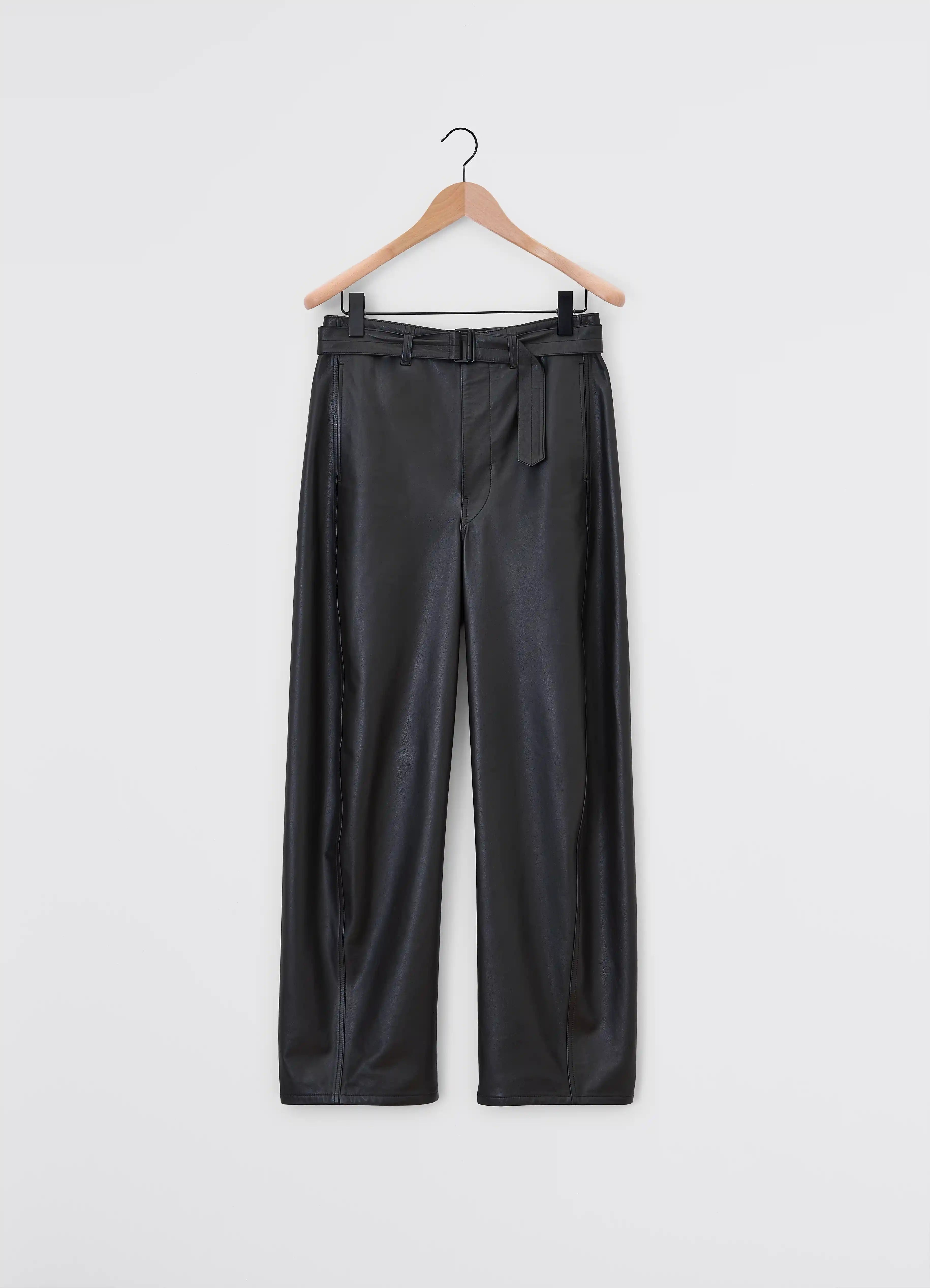 LEATHER BELTED TWISTED PANTS - 1