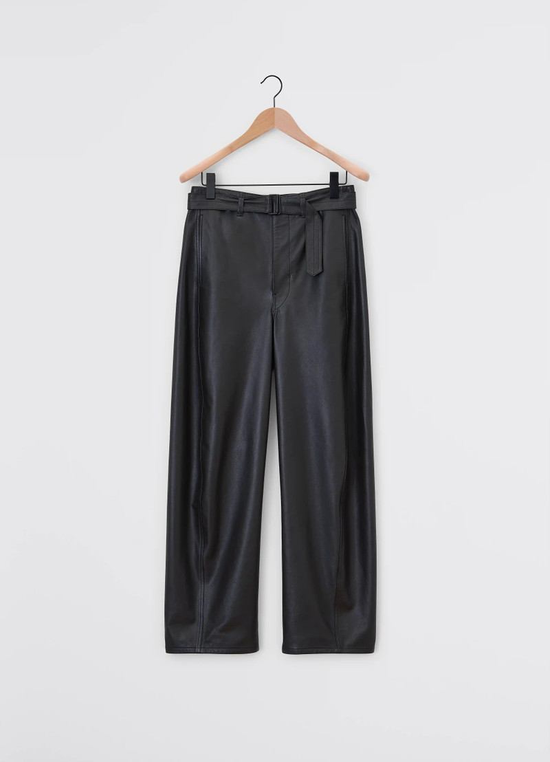 LEATHER BELTED TWISTED PANTS 1