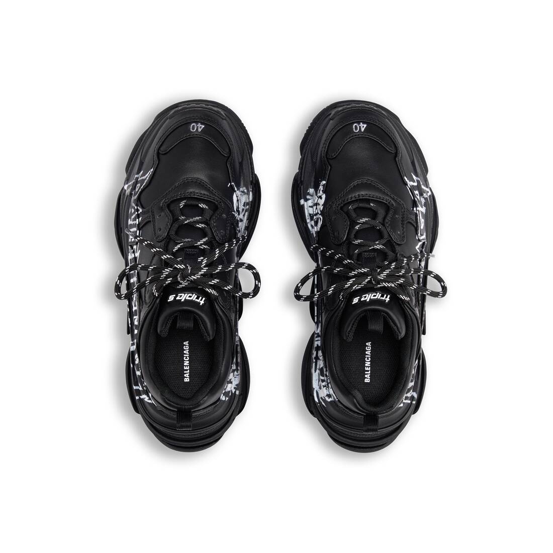 BALENCIAGA Men's Triple S Sneaker Diy Metal in Black/white