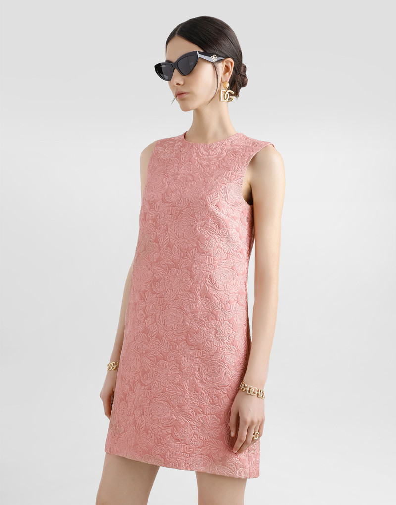 A-line floral matelassé jacquard short dress 4