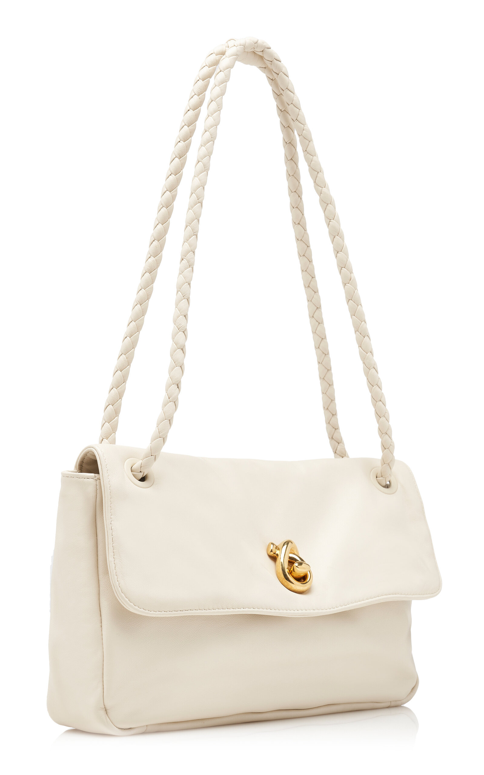 Knot Lock Leather Shoulder Bag white - 4